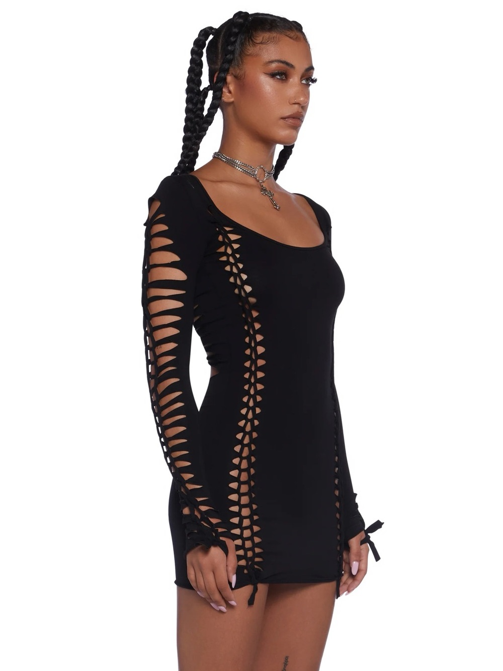Current Mood Black Long-Sleeve Cutout Bodycon Dress
